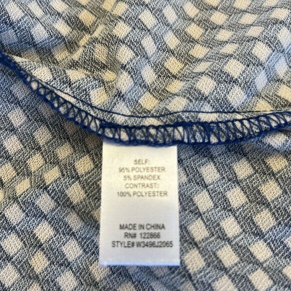 Chenault navy cream patterned long sheer sleeve blouse Size 2X New - Picture 9 of 11